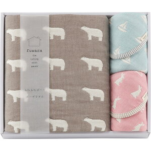 FUWARA ふわら 六重織バスタオル タオルハンカチセット ブラウン FWR5000 | 0129045 ふわら タオル 六重織 バスタオル タオルハンカチ セット 詰合せ ギフト プチギフト シンプル ガーゼ素材 お礼