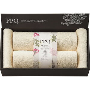 オーガニックコットン バス・フェイスタオルセット PPQE1080N | 24-7531-066タオル バスタオル フェイスタオル ハンドタオル 汗拭き ふわふわ パイル糸 綿100% 日本製 箱入り 上質感 お見舞い 詰め