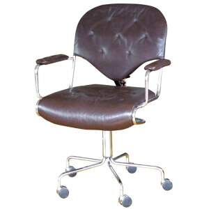 SPICE XpCX brown leather chrome office chair STG-SID-1512 | CeA `FA k Be[W Ƌ AeB[N kƋ ItBX`FA[