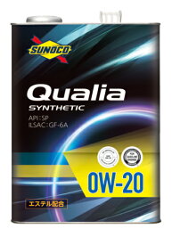SUNOCO スノコ エンジンオイル Qualia クオリア 0W-20 4L缶 | 0W20 4L 4リットル オイル 交換 人気 オイル缶 油 エンジン油 車検 車 オイル交換 ポイント消化