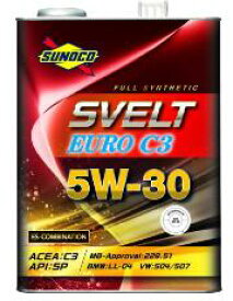 SUNOCO スノコ エンジンオイル SVELT EURO スヴェルトユーロ C3 5W-30 4L缶 | C3 5W30 4L 4リットル オイル 交換 人気 オイル缶 油 エンジン油 車検 車 オイル交換 ポイント消化