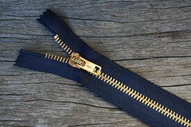【2本売り】Vintage Ideal ジッパー　Navy 9in　#5 ブラス Zipper