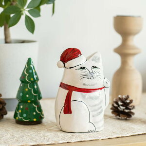 �C���h�̏����L �N���X�}�X�o�[�W���� �A�}�u�� �l�R �C���e���A �G�� amabro Xmas Version PAPER MACHE CAT DOLL