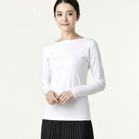 ププラ ( PUPULA )デジタルコットンストレッチ ボートネック プルオーバー【レディースファッション 30代 40代 50代 60代】