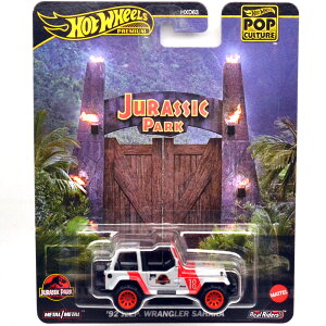 MATTEL MOTWHEELS JURASSIC PARK - '92 JEEP WRANGLER SAHARA�@�W�����V�b�N�p�[�N - '92 �W�[�v�E�����O���[�E�T�n���@POP CULTURE �|�b�v�J���`���[�@US�ŃA�\�[�g 2025 K CASE