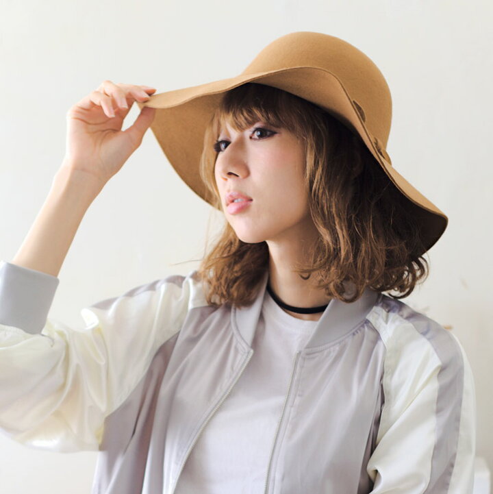 楽天市場 帽子 ハット 秋冬シンプル無地つば広フェルトハット女優帽フロッピーハット 波打つブリムでコーデを上げる 秋冬必須のフェルトハット レディースメンズ 14 イチヨンプラス イチヨン プラス16aw 帽子店イチヨンプラス楽天市場店