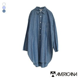 AMERICANA アメリカーナ レギュラーカラー Bigシャツ [AL-S-427-1 / AL-S-427-2] レディース ビッグシャツ オーバーサイズ ブラウス チュニック 羽織り 綿 ロゴ 長袖