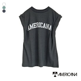 AMERICANA アメリカーナ ロールアップ Tシャツ [BRF-M-702A/2] レディース ティーシャツ ロゴ ゆったり フレンチスリーブ 綿 麻