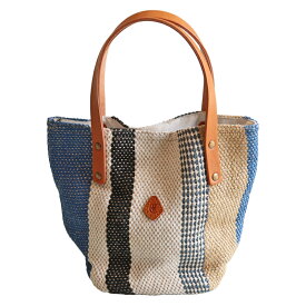 CLEDRAN クレドラン HAND&WORK ストライプパターントート [CL3653] レディース H&W STRIPE PATTERN TOTE メッシュバッグ ハンドバッグ コットンジュート 麻 牛革