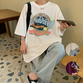 Tシャツ tシャツ レディース メンズ 半袖 カジュアル 大きいサイズ 体型カバー オーバーサイズ シャツ 大きい ワンポイント 春 夏 韓国 中国 プリント ゆったり かわいい シンプル ロゴT トップス 古着風 プリントT ビッグT ビッグシルエット