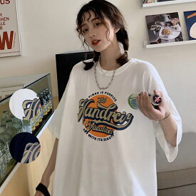 ビッグシルエット プリントTシャツ tシャツ レディース メンズ 半袖 カジュアル 大きいサイズ 体型カバー オーバーサイズ シャツ 大きい ワンポイント 夏 韓国 中国 プリント ゆったり シンプル ロゴT 古着風 プリントT ビッグT 韓国ファッション