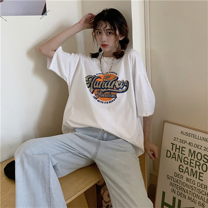 楽天市場】ビッグシルエット プリントTシャツ tシャツ レディース 