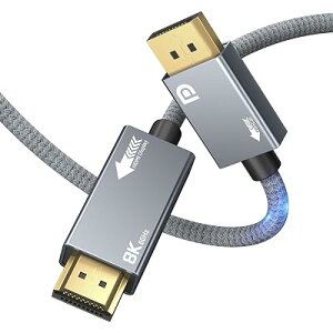 8K DP - HDMI �ϊ��P�[�u�� 2M, AGFINEST DisplayPort to HDMI �P�[�u�� DisplayPort1.4����HDMI2.1, 8K@60Hz/4K@144Hz�A32.4Gbps�AHDR�AHDCP�ADP++�ADSC 1.2a�Ή��A�n�C�G���hGPU�EAMD�ENVIDIA�EHP�EDeLL �ȂǂɑΉ� �f �S3�T�C�Y