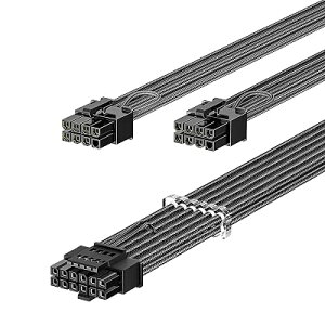 Fasgear PCIe 5.0�d���P�[�u��70cm - RTX 4070 4080 4090�p16pin(12+4) 12VHPWR�R�l�N�^-2x8pin(4+4) PCI-e�I�X�v���OGPU�X���[�u�t���R�[�h�̂�Corsair/Great Wall�t�����W�����[PSU�p �S1�F �S1�T�C�Y