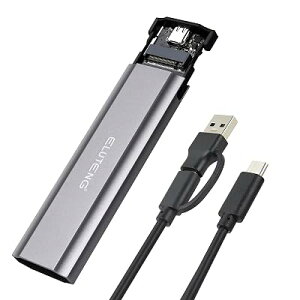 ELUTENG M.2 SSD �O�t���P�[�X NVMe/SATA ���Ή� USB3.1 GEN2 10Gbps RTL9210B�����\�`�b�v �A���~�ގ� �����M M.2 USB �ϊ��A�_�v�^ 2230/2242/2260/2280 M key/B+M key SSD�Ή� USB A/C 2�{�P�[�u���t�� M.2 SSD Case for NVMe/SAT