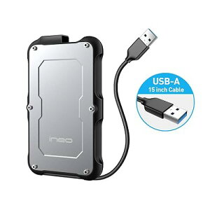 ineo 2.5�C���` USB3.1 SATA HDD SSD �O�t���n�[�h�h���C�u�P�[�X ���Ȗh�����ϏՌ�IP66 9.5mm��7mm [2580TypeA]