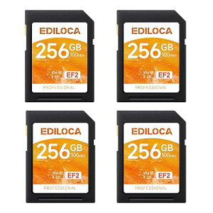 Ediloca EF2�y4���Z�b�g�z256GB SD�J�[�h UHS-I Class10 U3 V30 ���� �ő�ǎ摬�x 100MB/s �ő发�����x 90MB/s �������J�[�h 4K/�t��HD�Ή� �S3�T�C�Y �S4��