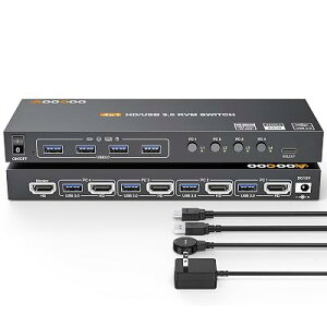 8K KVM�ؑ֊� 4PC 3���j�^�[�A�~���[/�g�����[�h HDMI + DP�|�[�g (8K@30Hz/4k@144Hz) USB3.0�|�[�g KVM Switch PC4��ƃf�B�X�v���C3��Ή� �L�[�{�[�h�A�}�E�X��4PC�ŋ��L �h���C�o�[�s�v �茳�X �S3�T�C�Y