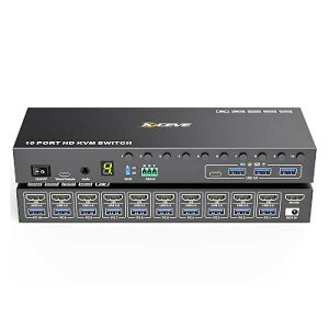 KCEVE HDMI KVM�ؑ֊� 10����1�o�� 4K@60Hz EDID�@�\ �L�[�{�[�h�A�}�E�X�A���j�^�[��10PC�ŋ��L �S1�T�C�Y