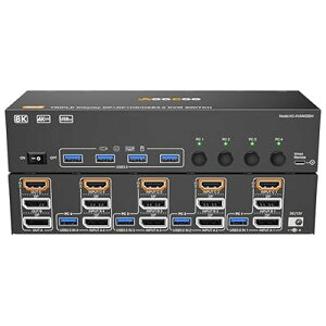 8K KVM�ؑ֊� 4PC 3���j�^�[�A�~���[/�g�����[�h HDMI + DP�|�[�g (8K@30Hz/4k@144Hz) USB3.0�|�[�g KVM Switch PC4��ƃf�B�X�v���C3��Ή� �L�[�{�[�h�A�}�E�X��4PC�ŋ��L �h���C�o�[�s�v �茳�X �S3�T�C�Y