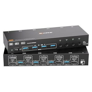 KCEVE 8K@60Hz USB3.0 KVM�ؑ֊� 4����2�o�́A�~���[/�g�����[�h KVM Switch KVM�X�C�b�` PC4��ƃ��j�^�[2��Ή� �L�[�{�[�h�A�}�E�X��4PC�ŋ��L �h���C�o�[�s�v �ȒP�ɐڑ� �茳�X�C�b�`�t �S4�T�C�Y