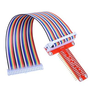 ARCELI RPi GPIO �u���[�N�A�E�g�g���{�[�h + ���{���P�[�u�� + �g�ݗ��čς�T�^�C�v GPIO�A�_�v�^�[ 20cm FC40 40�s�� �t���b�g���{���P�[�u�� Raspberry Pi 3 2 Model B B B + SC05�p