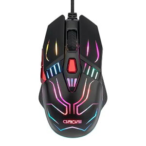 CHONCHOW �L�� USB�ڑ� �����x �Q�[�~���O�}�E�X �Q�[�}�[���� �ő�12800DPI 6�i�KDPI�؂�ւ��{�^�� 7�v���O�����{�^�� �l�ԍH�w�f�U�C�� LED���C�g ���w�� ���E�Ώ� G40 �S1�F