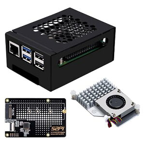 GeeekPi ���^���P�[�X N07 M.2 NVMe SSD Pip PCIe �y���t�F�����{�[�h�ꕔ Raspberry Pi 5 �p�A�T�|�[�g M.2 Key-M NVMe SSD 2230/2242/2260/2280 (�A�N�e�B�u�N�[���[�t��) �S2��