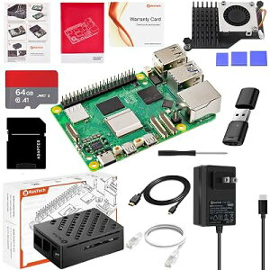 RasTech for Raspberry Pi5 8GB Kit �Z�K�ς� ���Y�x���[�p�C5 8GB�{�[�h/64GB �J�[�h/�A�N�e�B�u�N�[���[/PD�d���A�_�v�^�[/ABS���M�P�[�X/MicroHDOUT�P�[�u��/CAT6 LAN�P�[�u��/�h���C�o�[/�J�[�h �S1�T�C�Y