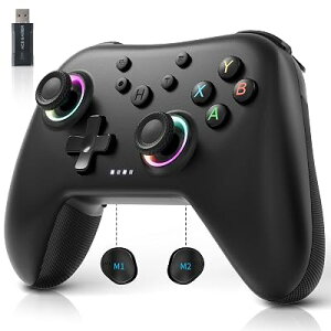 AceGamer Aurora pc �R���g���[���[ 2.4G���V�o�[�t�����C�����X�R���g���[���[ Turbo�A�� �U�������@�\���� ��d�͌x�� LED���C�g 1000mAh��e�ʃo�b�e���[ Switch/Switch2/PC/Android/iOS/Steam Deck�ɑ� �S1�F