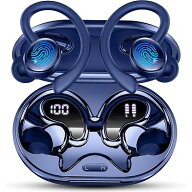 イヤホン bluetooth ワイヤレスイヤホン 耳掛け ぶるーとゅーす イヤフォン-ダークブルー 全1色