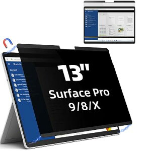 Surface Pro 11/10 (2024)/Pro 9 (2022)/Pro 8/Pro X �p 13�C���` �`�����h�~�t�B���^�[ �}�O�l�b�g�� �v���C�o�V�[�t�B���^�[ �^�b�`�p�l���Ή� �u���[���C�g�J�b�g �̂������h�~�t�B���� ���˖h�~ �L�Y