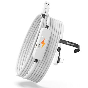 Syntech �����N�P�[�u�� 5M �[�d�t���AMeta Quest 3S/Quest 3/Quest2/Pico 4 �ɑΉ��A�ʂ̏[�d�|�[�g�t�� VR �����N�P�[�u���AUSB 3.0 ���� Type C �R�[�h ���C�g PC/SteamVR �p
