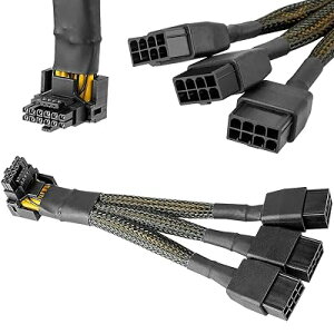 Xiatiaosann 16 AWG PCIE 5.0 12VHPWR 600W 3x8�s������16�s��(12+4�s��)�ւ�90�x���p�d���A�_�v�^�P�[�u�� �O���t�B�b�N�X�J�[�hRTX 4090 4080 3090TI 4070Ti (�^�C�vA)�p