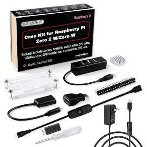 GeeekPi Raspberry Pi Zero 2 W�P�[�X�L�b�g�iRaspberry Pi Zero 2 W�P�[�X�A�d���A�q�[�g�V���N�A20Pin GPIO�w�b�_�[�A4�|�[�gUSB�n�u�AON/OFF�X�C�b�`�P�[�u���t���APi Zero 2 W/Pi Zero�p