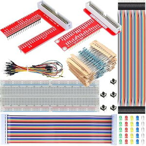 DAOKAI GPIO�g���{�[�h�u���C�N�A�E�g�{�[�h�L�b�gRaspberry Pi�p3 4 3B+ 3B 2B B+ A+ Zero w�AGPIO T/U�^�A�_�v�^�{�[�h+�u���b�h�{�[�h+���C���{�[���{���P�[�u��+��R��