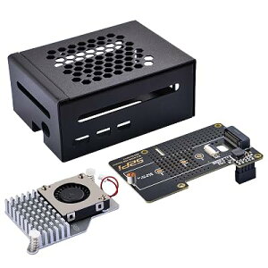 GeeekPi ���^���P�[�X�� N04 PCIe M.2 Key-M NVMe SSD PCIe �y���t�F�����{�[�h Raspberry Pi 5 �p (�����P�[�X&�g���{�[�h&�A�N�e�B�u��p�t�@��)