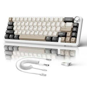 ATTACK SHARK X66 �Q�[�~���O�L�[�{�[�h ���C�����X/Bluetooth/�L�� ���J�j�J���L�[�{�[�h 60%���C�A�E�g �m�u�t��