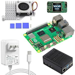 Vesiri Raspberry Pi5 16GB Kit���{�Z�K�ς�raspberry pi5 �Z�b�g ���Y�x���[�p�C5 16gb�{�[�h+�A�N�e�B�u�N�[���[+Pi5 PD�d��+ABS�P�[�X ���Y�x���[�p�C5�L�b�g(���Y�x���[�p�C5 16gb kit)���������Y�p�C/�V��