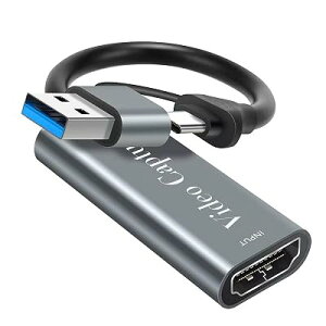 2in1USB C �L���v�`���[�{�[�h fuyi�y2026 Type-C/HDMI �r�f�I�L���v�`���[�J�[�h�b4K�p�X�X���[&1080P�^��Ή��A�^�C�vc �L���v�`���[ �Q�[��HD�掿 USB/HDMI�Q�[�������E���C�u�z�M�ɍœK�bSwitch/PS5/PC/