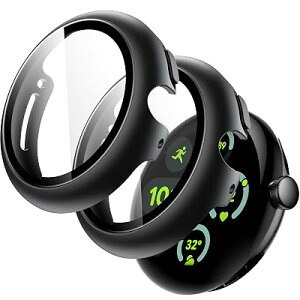 JETech Google Pixel Watch 3/2/1 41mm�p �P�[�X �t���ی�t�B�����t�� (�u���b�N/�u���b�N)