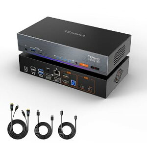 TESmart Thunderbolt4�Ή� KVM�X�C�b�` 2���j�^�[2PC�Ή� USB-C+HDMI+DP 60W�[�d 40Gbps
