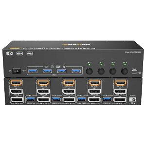 8K KVM�ؑ֊� 4PC 3���j�^�[�A�~���[/�g�����[�h HDMI + DP�|�[�g (8K@30Hz/4k@144Hz) USB3.0�|�[�g KVM Switch PC4��ƃf�B�X�v���C3��Ή� �L�[�{�[�h�A�}�E�X��4PC�ŋ��L �h���C�o�[�s�v �茳�X�C�b�`&USB