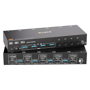 KCEVE 8K@60Hz USB3.0 KVM�ؑ֊� 4����2�o�́A�~���[/�g�����[�h KVM Switch KVM�X�C�b�` PC4��ƃ��j�^�[2��Ή� �L�[�{�[�h�A�}�E�X��4PC�ŋ��L �h���C�o�[�s�v �ȒP�ɐڑ� �茳�X�C�b�`�t��(8K@60Hz/4K@1