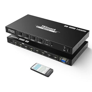 TESmart HDMI �}�g���b�N�X 4����4�o�� PAP�@�\ �؂�ւ��� HDMI ���z�� 4K@30Hz 4PC4�f�B�X�v���C�p �ؑ֊� �X�v���b�^�[ �}���`�r���[���[�h EDID�@�\ �V�[���v���Z�b�g�@�\ �������@�\ RS232�|�[�g