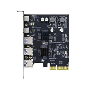 xiwai Superspeed 10Gbps PCIE USB�J�[�h PCI-E Express to 3�|�[�g Type-A USB3.0 �o�b�N�p�l���\�P�b�g & �f���A��USB3.1 USB-C Type-C�g���A�_�v�^�[ ASM3142 VL822