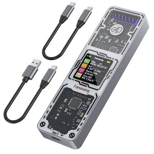 fanxiang M.2 SSD �O�t���P�[�X �yNVMe / SATA ���Ή��z 10Gbps�����f�[�^�]�� �X�}�[�g�f�B�X�v���C UASP Trim�T�|�[�g 2230/2242/2280�Ή��AUSB3.2/3.1�Ή� M-Key��B+M Key��SSD�ɗ��Ή� 4TB�e�ʂɑΉ� 2-in-1�P�[�u