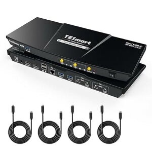 TESmart 2����2�o�� KVM�X�C�b�` USB-C MST�Ή� USB3.0 �f���A�����j�^�[ KVM�ؑ֊� 2PC2���j�^�[�p