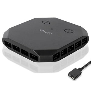 Novonest �t�@���n�u 5V 3PIN ARGB �R���g���[���[ �t�@�����ݗp AURA Sync���� 8�� PWM 4PIN PC�P�[�X�t�@���p 6�� �t�@���P�[�u���𐮗� SATA�d������ Fan Hub �ő�14��uFH14-5V�v