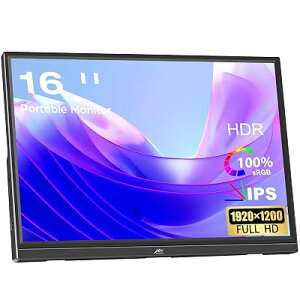 ���o�C�����j�^�[ 16�C���` Kenowa 1920x1200 IPS�p�l�� 178°�S���� FHD HDR �Q�[�����j�^�[ ���^ �y��USB Type-C HDMI PS5/XBOX/Switch/PC/Mac�X�}�z�ȂǑΉ�,�X�s�[�J�[����